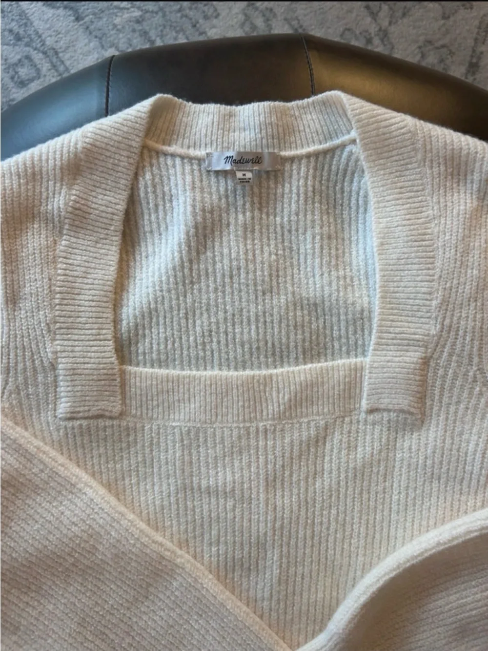 Madewell Cream Square-Neck Ribbed Women's Sweater